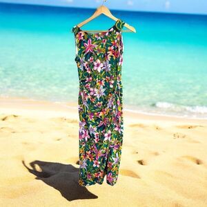 ROBBIE BEE vintage 100% silk floral dress waist tie womens 8 petite Resortwear